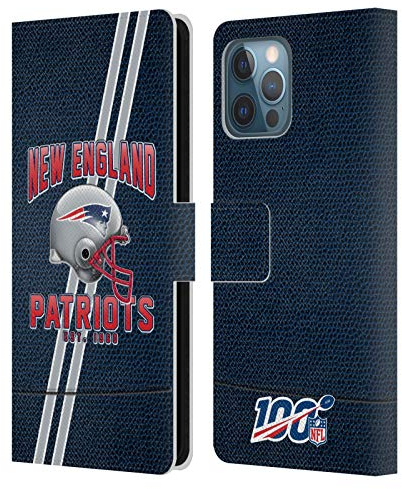 Head Case Designs Offizielle NFL Football Streifen New England Patriots Logo Art Leder-Wallet-Hülle Kompatibel mit Apple iPhone 12 Pro Max