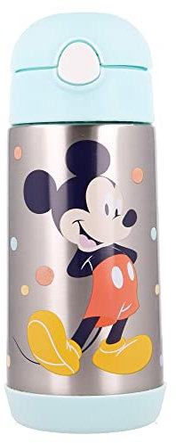 Stor 8412497130306 Bouteille Murale Unique en Acier Inoxydable avec Paille, 530 ML, Cool comme Mickey