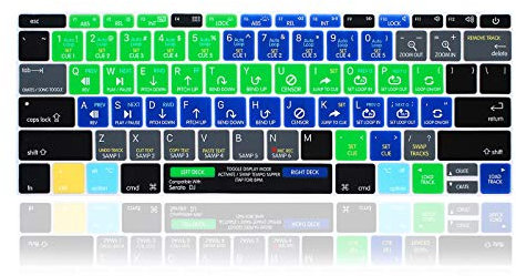 MMDW English Silicone Serato DJ Shortcuts Hotkey Keyboard Cover Skin for MacBook Pro 13 A1708 A1988(No Touch Bar 2018 2017 2016) MacBook 12 A1534 (2015)&A1931(2018) USA Layout Protective Skin