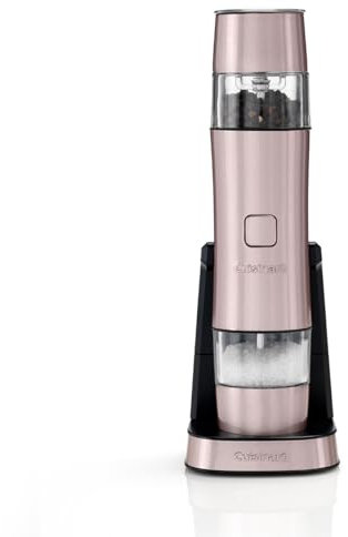 Cuisinart Elektrisches Salz- und Pfeffermühlen-Set | Wiederaufladbare Gewürzmühle | Keine Batterien erforderlich, 20 Minuten Ladezeit | Messkappe | Einstellbare Mahleinstellungen | Rosa