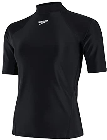 Speedo Damen Short Sleeve Sun Protection Rash Top Rash Top, Schwarz/Weiß, XXS