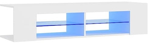 vidaXL TV Schrank mit LED-Leuchten Lowboard Fernsehschrank Fernsehtisch Sideboard HiFi-Schrank TV Möbel Tisch Board Weiß 135x39x30cm