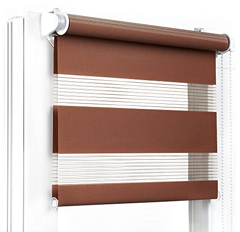 Fenster DEKOR - Rollos für Fenster Braun - Klemmfix Rollo ohne Bohren 150 x 90 cm - Doppelrollo mit einer breiten Auswahl an Größen und Farben - Blickdichte Rollos, einfach zu montieren
