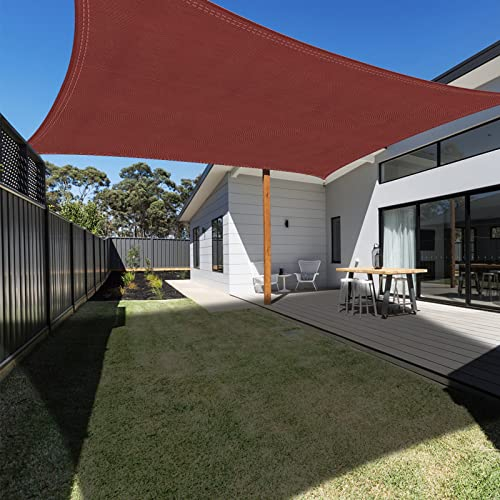 Ankuka Toldo Vela de Sombra 3x5m Rojo Rectangular Impermeable para Exterior 98% Protección UV Apto para Jardín Terraza y Camping