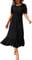 GRECERELLE Womens Summer Midi Dress Floral Print Boho Dress Ruffle Puff Sleeve High Waist A-Line Casual Boho Cocktail Holiday Beach Long Dress for Ladies (Black, XL)