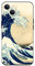 Berkin Arts Compatible with iPhone 13 Silicone Case with Patterns Design Cute Grey Japan Wave Painting Famous Waterproof Comes with a Screen Protector (Katsushika Hokusai-The Great Wave of Kanagawa)