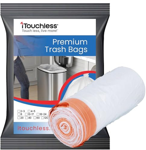 iTouchless Hohe Müllbeutel, passend für Mülltonnen, 40 Stück, extragroße, starke Müllbeutel, für Müll, Recycling von Kompost im Haus, Büro, transparent