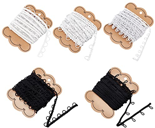 nbeads 30 Yards 5 Stile Elastische Cord Mit Knopfloch, Weiße Schwarze Knopflochband Braid Trim Nähbesatz Stretchband Gummiband Mit Elastischen Knopfschlaufen Für Hochzeitskleid Kostüme