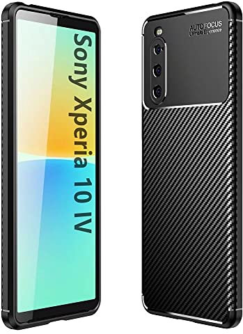 DOINK Schutzhülle aus Silikon für Sony Xperia 10 IV, Schutzhülle aus stoßdämpfender Faser, Schwarz