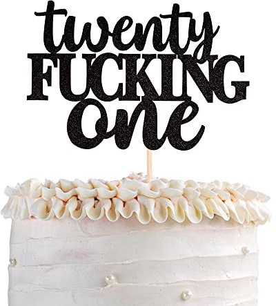 SYKYCTCY 1 Pack Twenty Fucking One Cake Topper Happy 21st Birthday Cake Decoration Legal AF Cake Decor for Finally 21 Funny Birthday Party Supplies