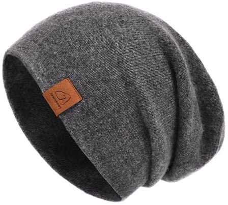 jaxmonoy Damen Beanie-Mütze, dunkelgrau, M