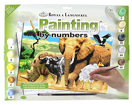 Pracht Creatives Hobby Royal & Langnickel - Malen nach Zahlen Afrikanische Tiere, enthält Farben und Pinsel, für Erwachsene und Kinder ab 8 Jahren