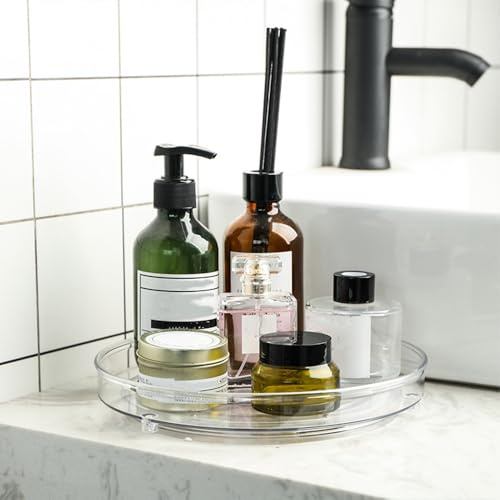 ROWNYEON 360 Grad drehbarer Make-up-Organizer, drehbarer Toilettenartikel-Organizer, Aufbewahrung, Drehteller, Lazy Susan Make-up-Ständer, Vaity Kosmetik-Organizer, Tablett für Parfüm, Schlafzimmer