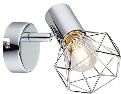 meineWunschleuchte LED Wandstrahler mit Gitter Lampenschirm Silber Chrom, 1-flammig