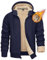 KEFITEVD Felpa invernale da uomo con cappuccio e zip intera in pile con cappuccio e cappuccio casual calda con cappuccio antivento con tasche multiple, blu navy, S