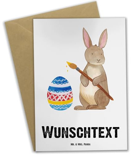 Mr. & Mrs. Panda Personalisierte Grußkarte Hase Eier Malen - Ostergeschenke, Osterdeko, Personalisierte Geschenke, Ostern Geschenk, Kaninchen,
