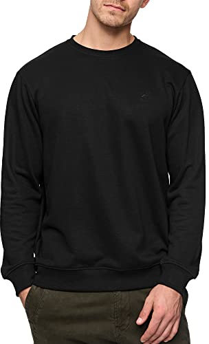Indicode Herren Holt Sweatshirt aus Baumwollmischung | Sweater mit RIPP-Bündchen Pullover für Männer Black, L