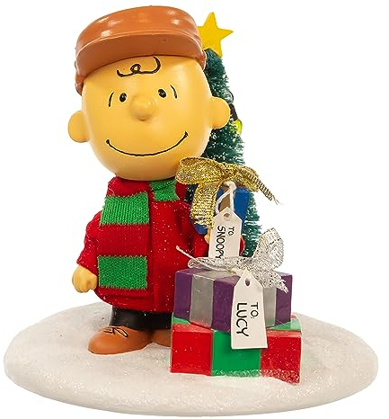 Peanuts Kurt Adler Charlie Brown Tischdekoration aus Pappmaché, 11,4 cm, mit Baum-Motiv Tischstück, Mehrfarbig