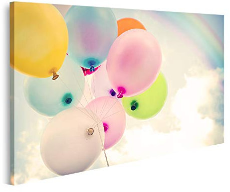 islandburner Leinwandbild Vintage Bunte Regenbogen auf blauem Himmel Conc Bilder Drucke für Wohnzimmer Büro