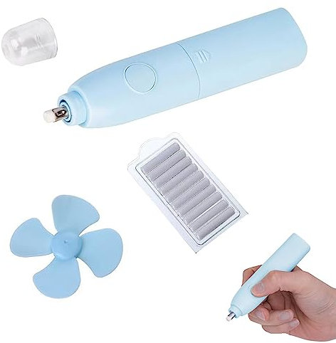 Elektrischer Radiergummi Set - Auseinandernehmbar, Automatisch, Batteriebetrieben - Blau