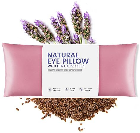 Natürliche Lavendel-Augenkissen für Entspannung, Yoga, mikrowellengeeignet, gewichtete Augenmaske mit waschbarem Bezug, beheizt für Meditation, Schlaf, feuchte Hitze & kalte Augenkompresse mit