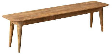 Große Bank oder Möbel TV aus Mangoholz, Platte mit abgerundeten Kanten und Fußkreuz, Länge 180 cm