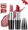 Likesing 2 Pièces Lot Rouge a Levre Pailleté Longue Tenue Rouge a Levre Nude Rose Rouges à Lèvres Sans Transfert Brillant à Lèvres Rouge Lip Gloss Lipstick Kit Coffret Cadeau Femme Maquillage Kit