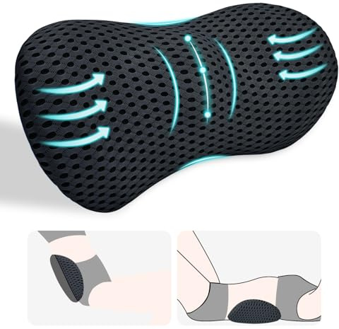 kasney Lendenwirbelstützkissen, Rückenkissen zur Schmerzlinderung im unteren Rücken, ergonomischer Stromlinien-Autositz, Bürostuhl, Liege und Bett (Schwarz)