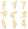 OLYCRAFT 9 Stück 4x4cm Goldene Metall Aufkleber Kokopelli Stamm Selbstklebend Indisches Totem Epoxid Für DIY Sammelalben Epoxidharz Dekoration