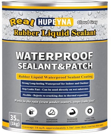Sigillante Impermeabile Liquido Gomma, Membrana Liquida Rivestimento Impermeabile, Multi-Superficie Riparazione Delle Perdite Colla Impermeabile Esterni-Interni, Impermeabilizzante Grigio Nuvola 1 KG
