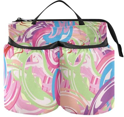 ElliTarr Luggage Cup Holder with Handle, Abstract Colorful Paint, Multifunctional Travel Drink Holder for Suitcases, Lightweight Polyester Fiber, Portable Luggage Cup Caddy Bag Carrier