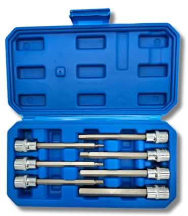 AC Tools | Juego de llaves Allen de vaso largas, 7 piezas de primera calidad. Longitud 110mm Medidas: 3 4 5 6 7 8 10 Maletín incluido.