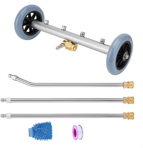 Laopypor 2-in-1 Undercarriage Pressure Washer Attachment,16 Pressure Washer Water Broom with 4 Nozzles,Under Car Washer Cleaner with 3 Pieces Extension Wand,4000 PSI