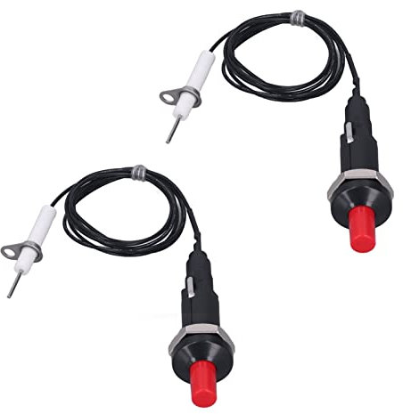 2 Pcs Piezo Igniter 1 Out 2 Push Button with Ignition Needle Wire 1 Meter Piezoelectric Spark Gas Oven Heater for Fireplace Kitchen
