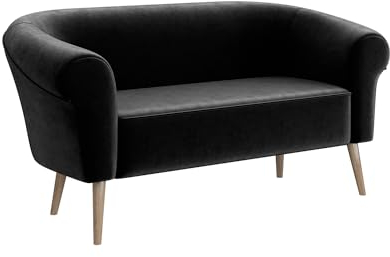 MEBLINI Mini Sofa 2-Sitzer für Wohnzimmer - Mini Lounge für Zwei Personen - Küchensofa - Sofa Klein - Emilia - 2 - Schwarz Samt