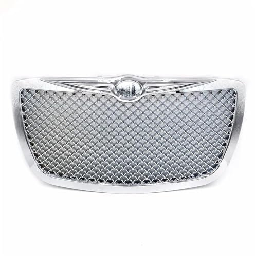 ESPYN Wabengrill Für Chrysler 300 300C 2004 2005-2010 Limited Touring Hood Grill Mesh Grille BX101088 Auto Racing Front Grills Vorderen Grill(Silber)