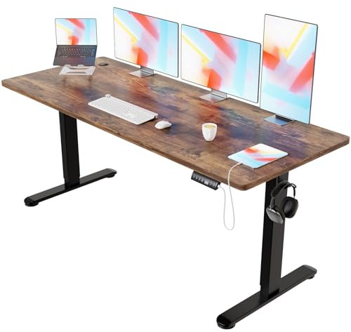 Devoko 200x80cm Scrivania Regolabile In Altezza,Scrivania Elettrica Con Gestione dei cavi e porta di ricarica USB,Altezza Regolabile 72-116 cm. 3 Altezze Di Memoria.Scrivania Per Ufficio