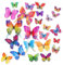 AOZUO 24 Stück Wandtattoo Schmetterlinge Deko,Bunte Aufkleber Schmetterling Deko,Wandtattoo 3D Magnete Effekt Sticker Wandaufkleber Doppellagige Schmetterlings Wanddekoration Entfernbare Dekoration