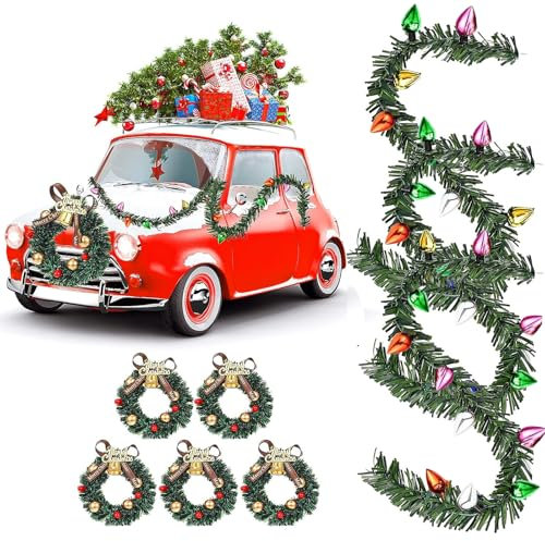 Mini Weihnachtskranz, 8 Stück Miniatur Weihnachtskranz Mini Weihnachten Girlande 25 cm Weihnachtsgirlande Deko für 1: 12 Puppenhaus Dekoration, Weihnachtsschmuck (B)