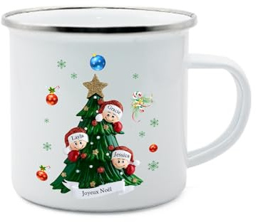 lorajewel Mug émaillé Personnalisé avec Nom Date 350ml Céramique Tasse Cadeau pour les Enfants Garçons Filles Entrée à l'école Jardin d'enfants Sac d'école Rose Fuselé (3 name)