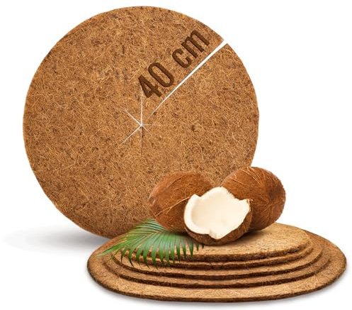 ProFlora® Kokos Mulchscheibe Winterschutz - Biologisch abbaubare Kokosscheibe als Winterschutzmatte für Pflanzen (40 cm, 1 Stück)