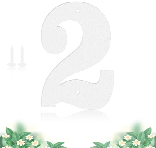 ShowMtheM Metall Hausnummer-Schild, modern, White, 15,24 cm, Wandmontage, 2 Count