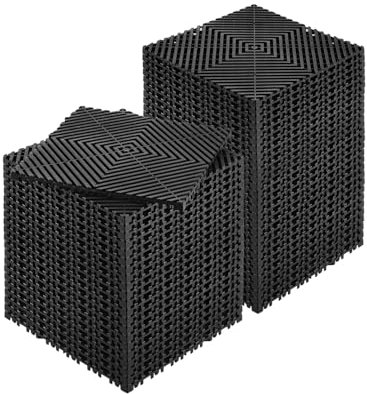 VEVOR Interlocking Drainage Mat, 12” x 12” Modular Interlocking Cushion, 50 Pcs Splicing Drainage Mats, Non-Slip Black PP Drainage Floor Tile and Shower Mat, for Garage, Garden, Kitchen & Outdoor