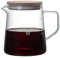 VIFERR Glass Coffee Carafe 500 ML Borosilicate Glass Coffee Server Clear Crystal Joe Pot with Wood LId for Water Milk Tea