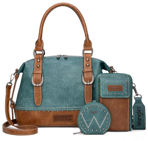 Wrangler Arzttaschen-Set für Damen: Henkeltasche mit Handytasche und Münzfach, 3-teilig, Türkis/Ausflug, einfarbig (Getaway Solids), 14 inches