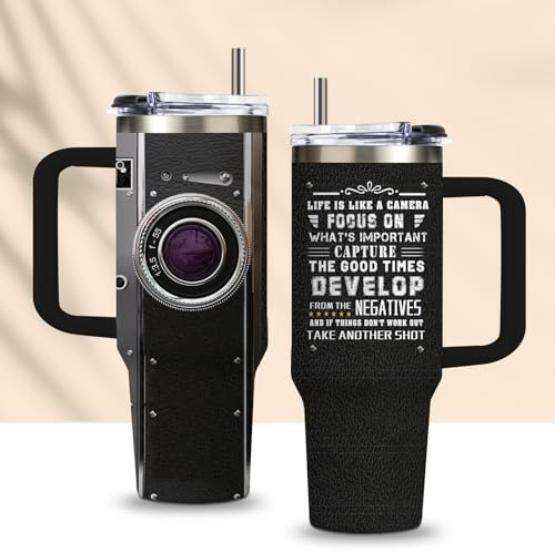 CGMIBAS Photographer Gifts for Women/Men Photography Camera Lens Coffee Mug/Cup 30oz Tumbler Cool Photographers Lovers Christmas Birthday Anniversary Fathers Day Gift Ideas