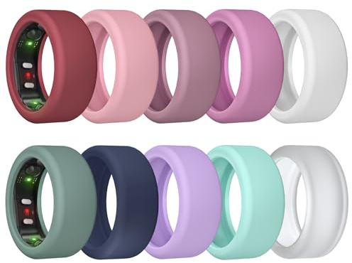 MAKCPOIMER Ringhülle für RingConn Gen 2, elastischer Silikonringschutz für RingConn Gen 2, Air Workout, Zubehör für Herren und Damen, 10 Stück (alle 10 Farben - 1, S (7/8/9/10/11))