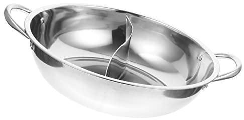 Ipetboom Divided Hot Pot Pan Stainless Steel Dual Stock Pot Induction Compatible for Family Gatherings