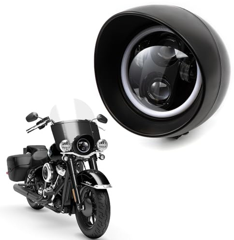 Motorrad Frontscheinwerfer 7'' Universal Retro Scheinwerfer für Cruiser Cafe Racer CA250 Steed 400 600 Steed400 Steed600 Magna Magna250 (Schwarz)