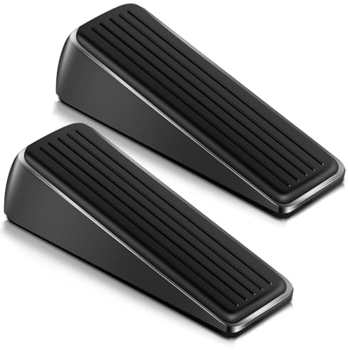 Lot de 2 butées de porte pour sol, butées de porte intérieures, cales de porte en métal et caoutchouc très résistantes, adaptées pour la moquette, le bois et tout sol (alliage de zinc)
